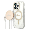 Guess GUBPP14LHMEACSH tok+töltő szett iPhone 14 Pro 6.1" fehér/fehér keménytok Márvány MagSafe