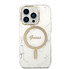 Guess GUBPP14LHMEACSH tok+töltő szett iPhone 14 Pro 6.1" fehér/fehér keménytok Márvány MagSafe