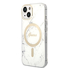 Guess GUBPP14SHMEACSH tok + töltő iPhone 14 6.1" fehér/fehér kemény tok Márvány MagSafe