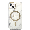 Guess GUBPP14SHMEACSH tok + töltő iPhone 14 6.1" fehér/fehér kemény tok Márvány MagSafe