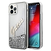 Guess GUHCP12LGLVSSI iPhone 12 Pro Max 6.7" ezüst/ezüst keménytok Glitter Vintage Script