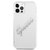 Guess GUHCP12LKTRSVSI iPhone 12 Pro Max 6.7" Átlátszó kemény tok Vintage Script Silver