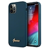Guess GUHCP12LLSLMGBL iPhone 12 Pro Max 6.7" kék/kék keménytokos Metal Logo Script