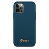 Guess GUHCP12LLSLMGBL iPhone 12 Pro Max 6.7" kék/kék keménytokos Metal Logo Script
