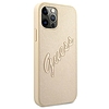 Guess GUHCP12LRSAVSLG iPhone 12 Pro Max 6.7" arany/arany keménytok Saffiano Vintage Script