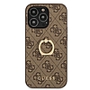Guess GUHCP13L4GMRBR iPhone 13 Pro / 13 6.1" barna/barna keménytokos 4G gyűrűs állvánnyal