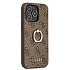Guess GUHCP13L4GMRBR iPhone 13 Pro / 13 6.1" barna/barna keménytokos 4G gyűrűs állvánnyal