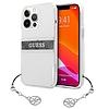 Guess GUHCP13LKB4GGR iPhone 13 Pro / 13 6,1" átlátszó kemény tok, 4G szürke szíj