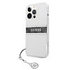 Guess GUHCP13LKB4GGR iPhone 13 Pro / 13 6,1" átlátszó kemény tok, 4G szürke szíj