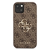 Guess GUHCP13M4GMGBR iPhone 13 6,1"-os, barna/barna keménytokos 4G nagy fém logó
