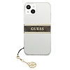 Guess GUHCP13SKB4GBR iPhone 13 mini 5.4" Átlátszó, kemény tokos 4G barna szíjas varázsló