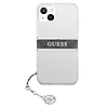 Guess GUHCP13SKB4GGR iPhone 13 mini 5.4" Átlátszó kemény tokos 4G szürke szíjas varázsló