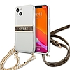 Guess GUHCP13SKC4GBGO iPhone 13 mini 5.4" átlátszó keménytokos 4G barna szíj arany lánc