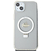 Guess GUHMP15MHRSGSD iPhone 15 Plus / 14 Plus 6.7" átlátszó/átlátszó keménytok Ring Stand Script Glitter MagSafe