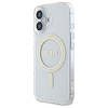 Guess GUHMP16MHFGERET iPhone 16 Plus 6.7" átlátszó keménytok IML Glitter Circle MagSafe