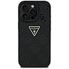 Guess Hot Stamp 4G mintás háromszög fém logós tok iPhone 16 Pro-hoz - fekete