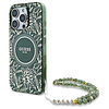 Guess IML Flowers Allover Electro gyöngyszíjjal ellátott MagSafe tok iPhone 16 Pro Maxhoz - zöld