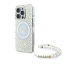 Guess IML Flowers Allover Electro gyöngyszíjjal MagSafe - iPhone 16 Pro tok fehér (GUHMP16LHCPOFPH)