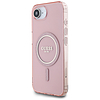 Guess IML Glitter Circle MagSafe tok iPhone 16e-hez - rózsaszín