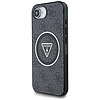 Guess IML Metal Glitter 4G kör alakú háromszög MagSafe tok iPhone 16e-hez, fekete