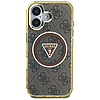 Guess IML Metal Glitter 4G kör háromszög MagSafe tok iPhone 16-hoz, barna