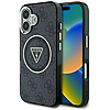Guess IML Metal Glitter 4G kör háromszög MagSafe tok iPhone 16-hoz, fekete