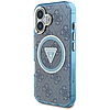Guess IML Metal Glitter 4G kör háromszög MagSafe tok iPhone 16-hoz, kék