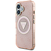 Guess IML Metal Glitter 4G kör háromszög MagSafe tok iPhone 16-hoz - rózsaszín