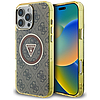 Guess IML Metal Glitter 4G kör háromszög MagSafe tok iPhone 16 Próhoz, barna