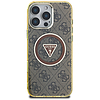 Guess IML Metal Glitter 4G kör háromszög MagSafe tok iPhone 16 Próhoz, barna