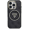 Guess IML Metal Glitter 4G kör háromszög MagSafe tok iPhone 16 Próhoz, fekete
