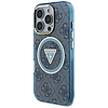 Guess IML Metal Glitter 4G kör háromszög MagSafe tok iPhone 16 Próhoz, kék
