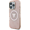 Guess IML Metal Glitter 4G kör háromszög MagSafe tok iPhone 16 Próhoz, rózsaszín