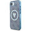 Guess IML Metal Glitter 4G kör háromszög MagSafe tok iPhone 16e-hez, kék
