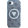 Guess IML Metal Glitter 4G kör háromszög MagSafe tok iPhone 16e-hez, kék