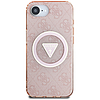 Guess IML Metal Glitter 4G kör háromszög MagSafe tok iPhone 16e-hez - rózsaszín
