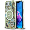 Guess IML Metal Glitter Flowers Triangle MagSafe iPhone 16e tok - zöld