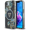Guess IML Metal Glitter Flowers Triangle MagSafe tok iPhone 16e-hez - fekete