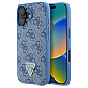 Guess kemény bőr 4G háromszög alakú strasszos MagSafe tok iPhone 16-hoz, kék