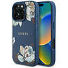 Guess MagSafe iPhone 16 Pro Max tok, kék, szemcsés, nyomtatott virágmintás