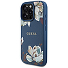 Guess MagSafe iPhone 16 Pro Max tok, kék, szemcsés, nyomtatott virágmintás