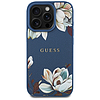 Guess MagSafe iPhone 16 Pro Max tok, kék, szemcsés, nyomtatott virágmintás