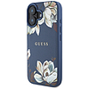 Guess MagSafe iPhone 16 tok, kék, szemcsés, nyomtatott virágmintás