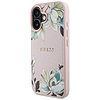 Guess MagSafe iPhone 16 tok, szemcsés, virágmintás, rózsaszín