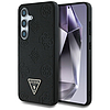 Guess MagSafe tok Samsung Galaxy S25 készülékhez, fekete, szemcsés, forróbélyegzős, bazsarózsa mintás, háromszög logóval, fekete