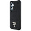 Guess MagSafe tok Samsung Galaxy S25 készülékhez, fekete, szemcsés, forróbélyegzős, bazsarózsa mintás, háromszög logóval, fekete