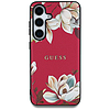 Guess MagSafe tok Samsung Galaxy S25 készülékhez, fukszia színű, szemcsés nyomtatott virágmintával