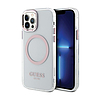 Guess Metal Outline MagSafe - tok iPhone 12 / iPhone 12 Pro készülékekhez átlátszó / rózsaszín (GUHMP12MHTRMP)