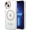 Guess Metal Outline MagSafe tok iPhone 15 Plus / 14 Plus-hoz - arany