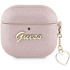 Guess metál Script Charm tok AirPods 4-hez - rózsaszín